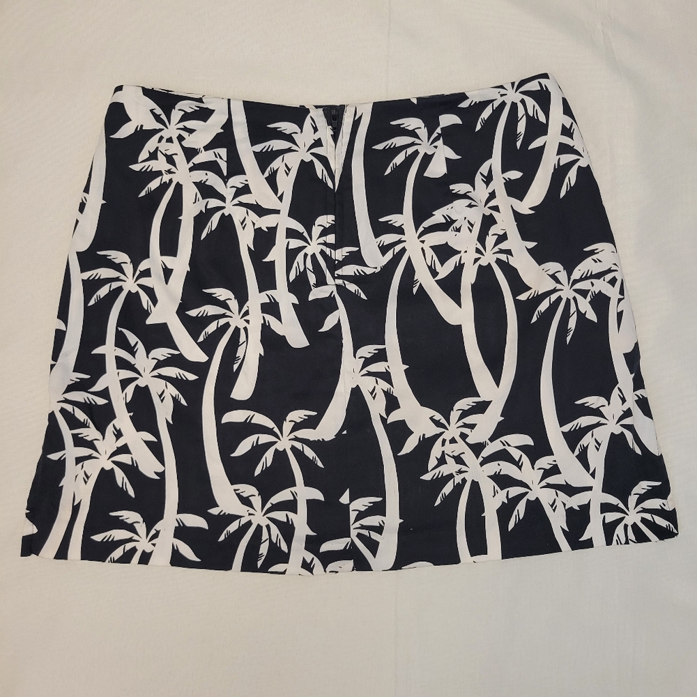 Bamboo Traders Palm Tree Black White Pattern Skirt / Skorts Size 4